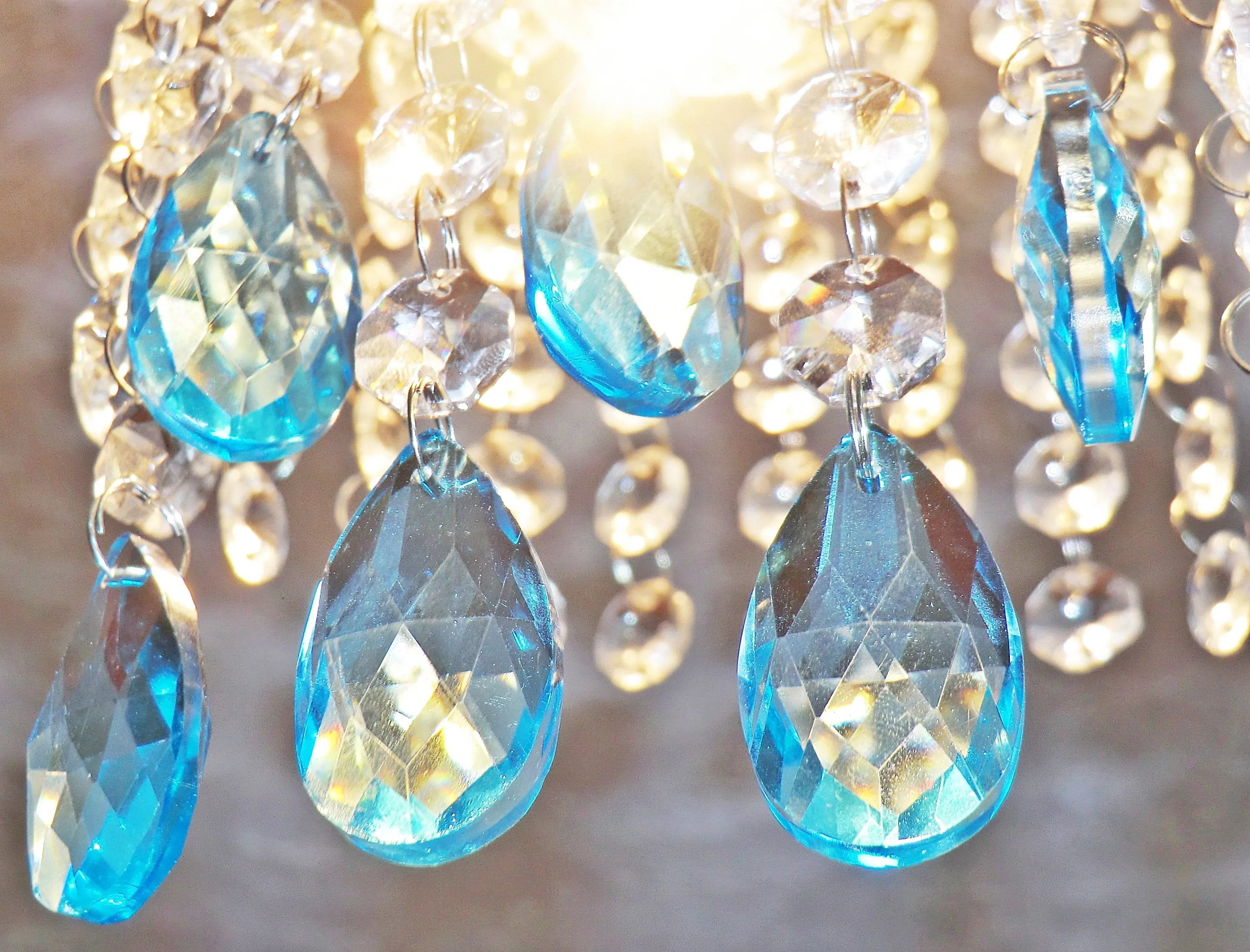 20 Antique Teal Chandelier Drops Crystals Beads Droplets Cut Glass Light Parts Prisms