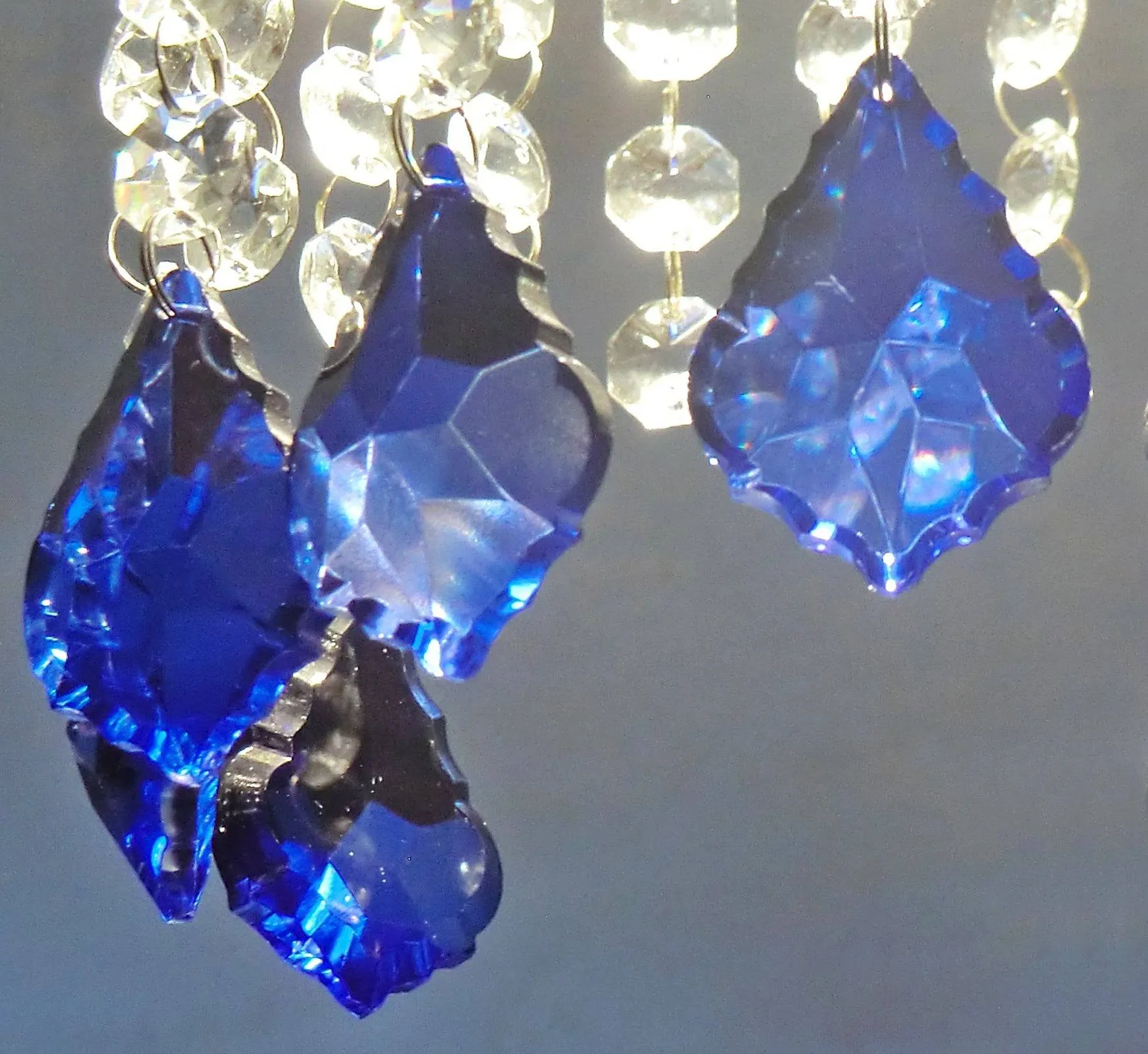 20 Cobalt Blue Chandelier Drops Cut Glass Crystals Beads Prisms Droplets Light Parts