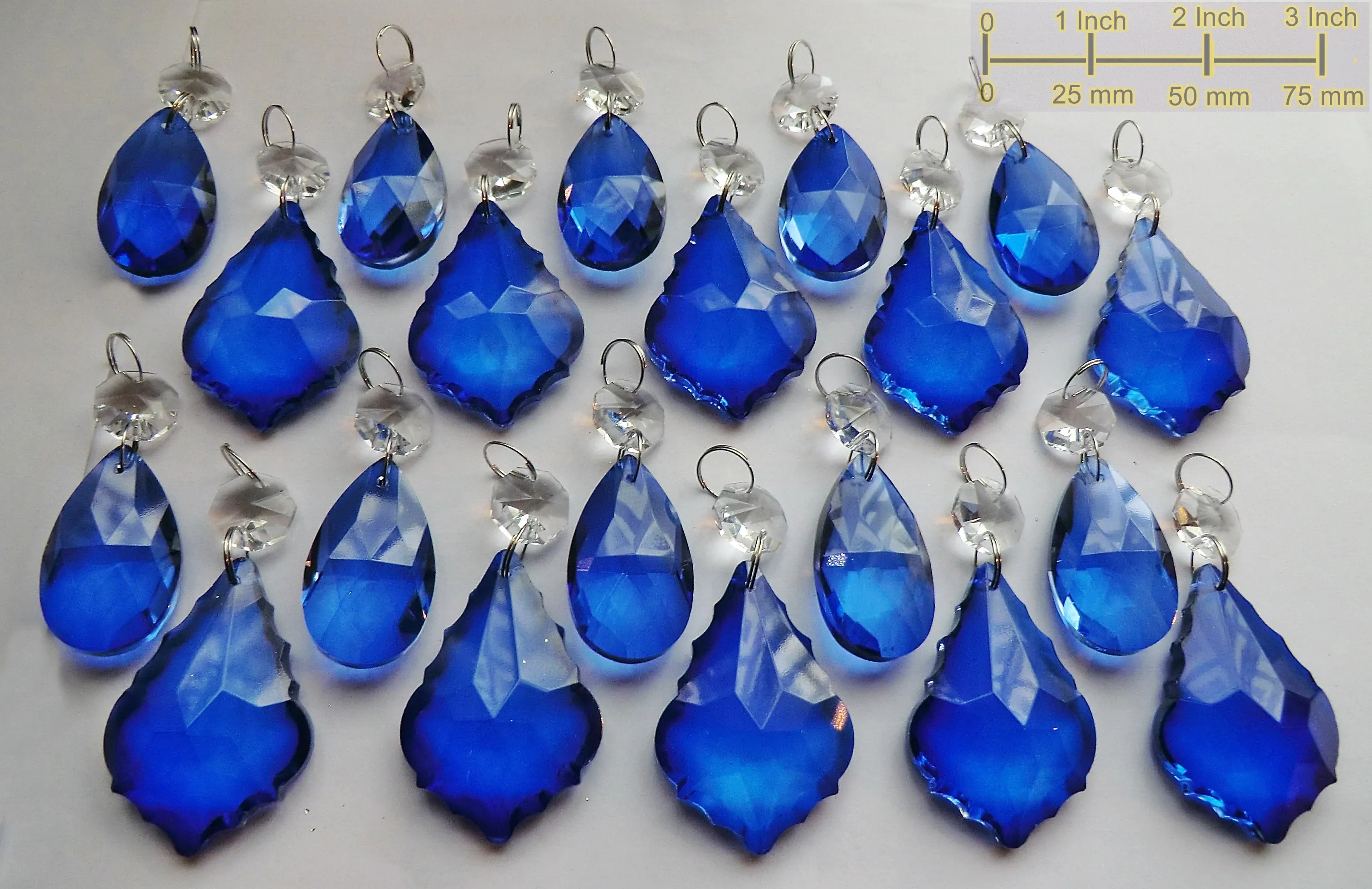 20 Cobalt Blue Chandelier Drops Cut Glass Crystals Beads Prisms Droplets Light Parts