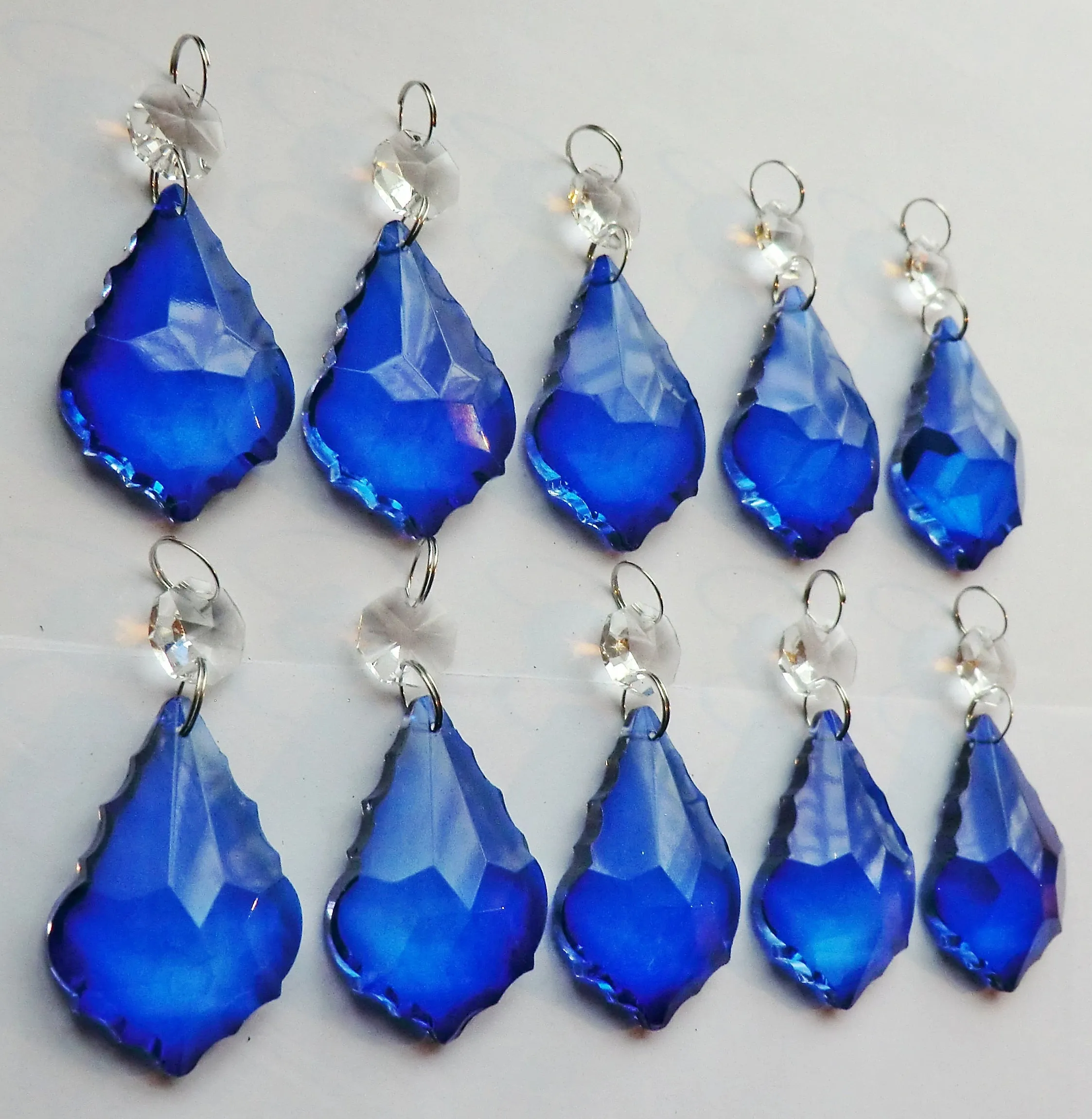 20 Cobalt Blue Chandelier Drops Cut Glass Crystals Beads Prisms Droplets Light Parts