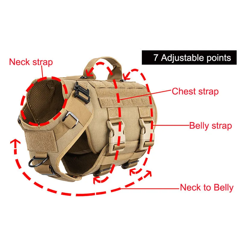 Adjustable German Shepherd Tactical Dog Harness Vest With Handle Clearance