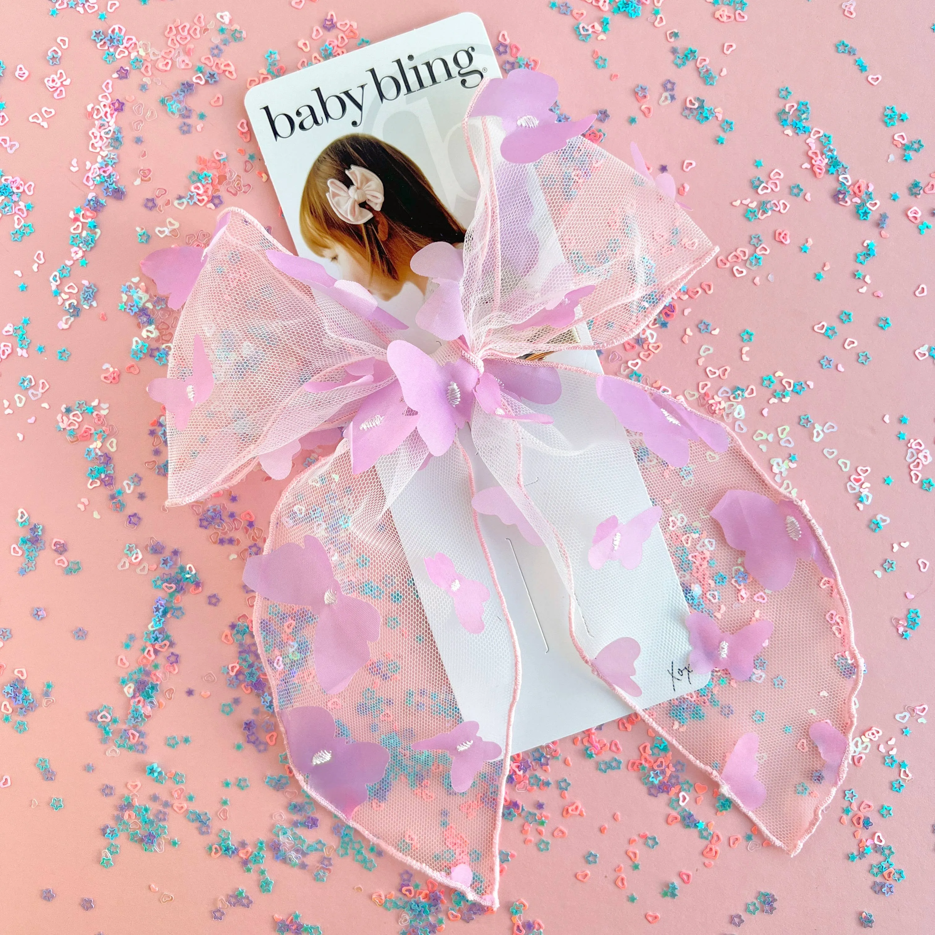 Baby Bling Big Belle Hair Bow Clip - Primrose Butterfly