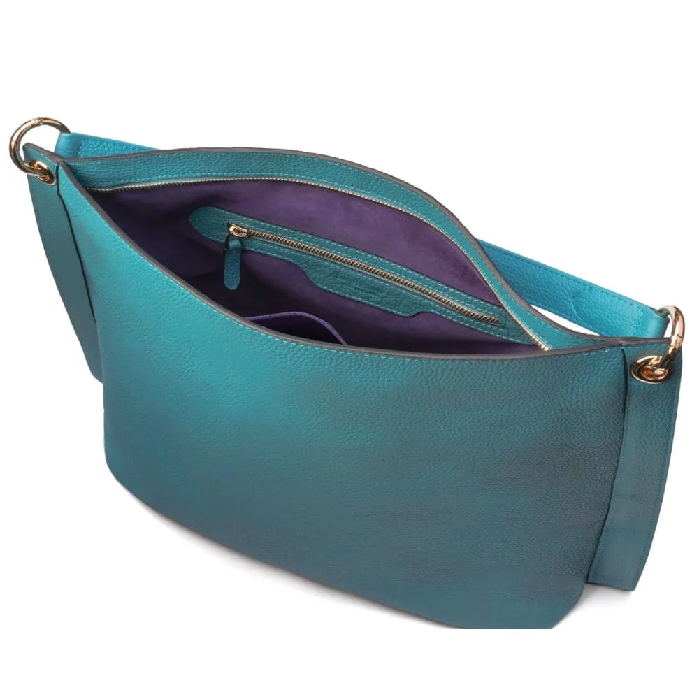Carol Ann Slouchy Leather Shoulder Bag - Turquoise