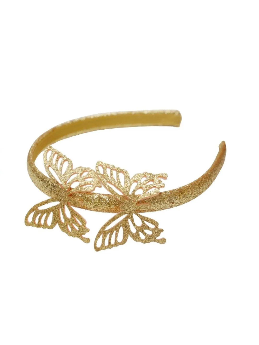 Golden Butterfly Embellished Hairband and Clip Set for Kids
