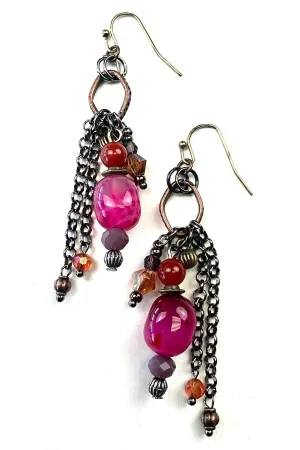 Lost And Found Beaded Chain Cluster Dangle Earring