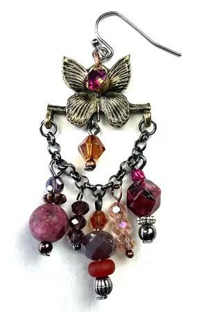 Lost And Found Butterfly Charm Earing with Beaded Dangles&nbsp;