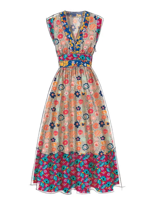M7537 Misses' Banded, Gathered-Waist Dresses