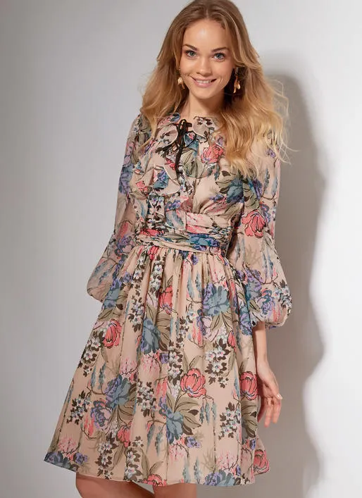 M7537 Misses' Banded, Gathered-Waist Dresses
