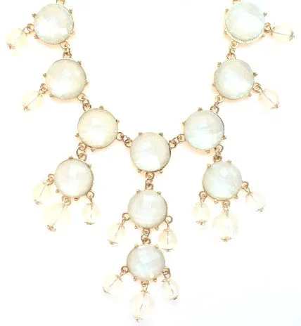 Mini Gold-Tone Chain Bubble Necklace- Ivory