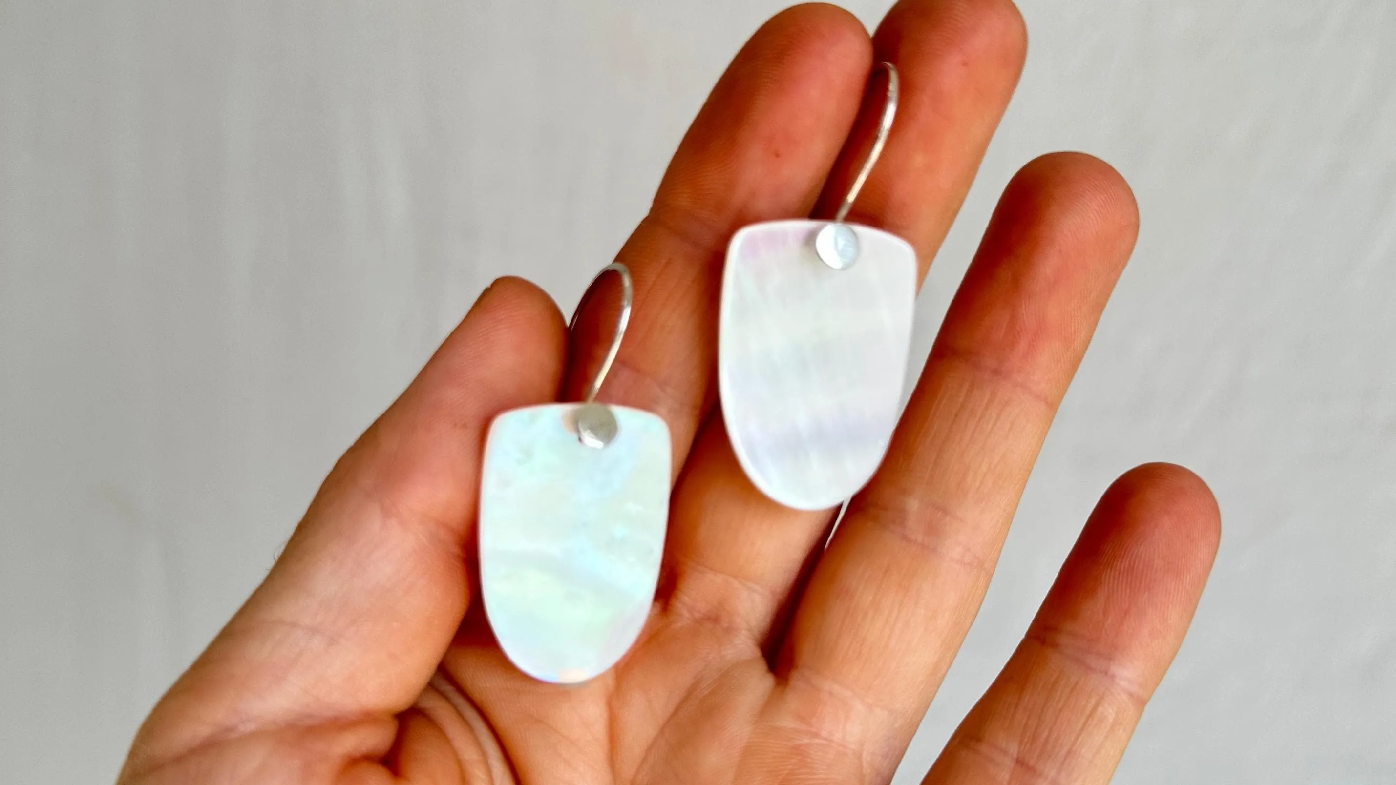 Mother of Pearl Earrings. Beautiful Iridescence. Handcrafted Sterling Silver Jewelry. Gift for Her. 2066