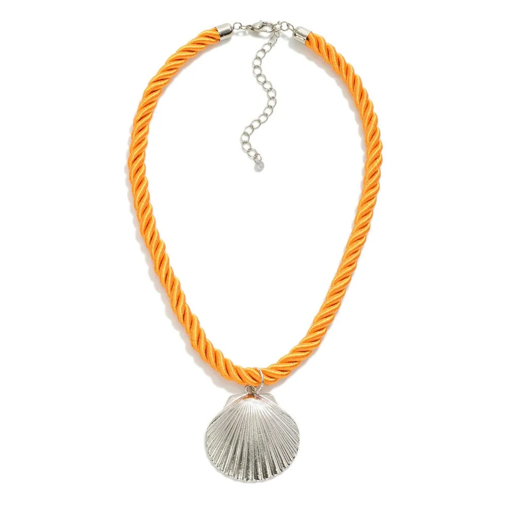 Orange Cable w/ Silver Shell Pendant