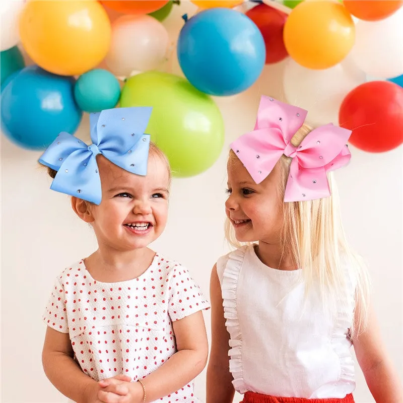 Ribbon Hair Bows TINKSKY 4PCS Grosgrain Rhinestone Bowknot Hair Clips Boutique Bows For Girls Kids Baby Teens