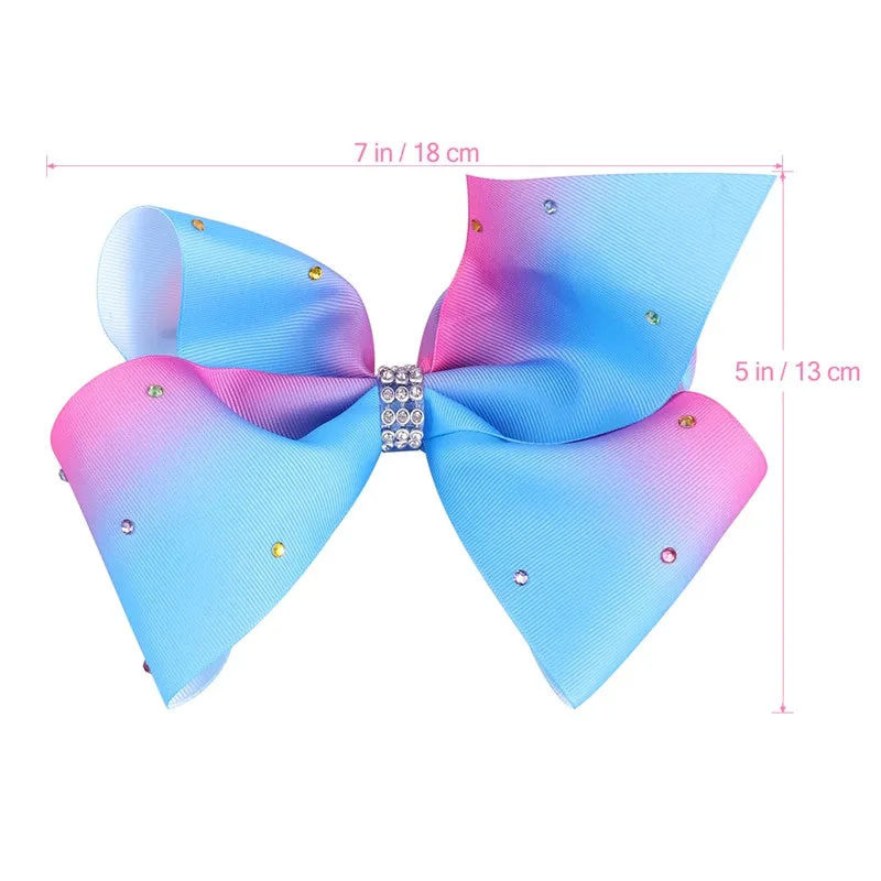Ribbon Hair Bows TINKSKY 4PCS Grosgrain Rhinestone Bowknot Hair Clips Boutique Bows For Girls Kids Baby Teens