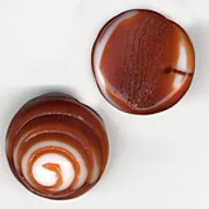Spiral Snail Shell, Coppery Red Glass Pendant. 15mm. West German. Pkg 1. b11-rd-0694