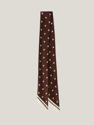 Tulip Block Narrow Silk Scarf | Oxblood