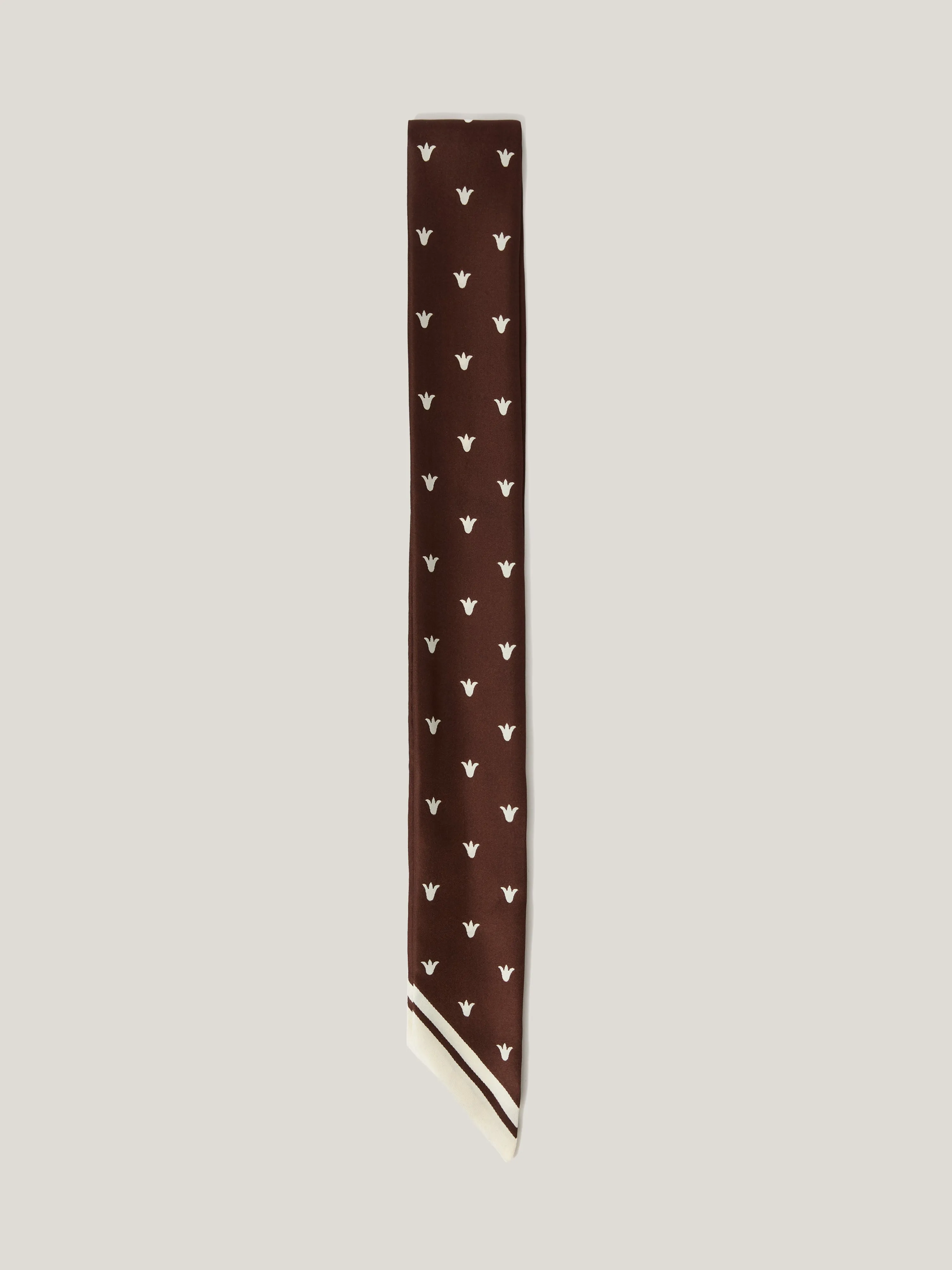 Tulip Block Narrow Silk Scarf | Oxblood